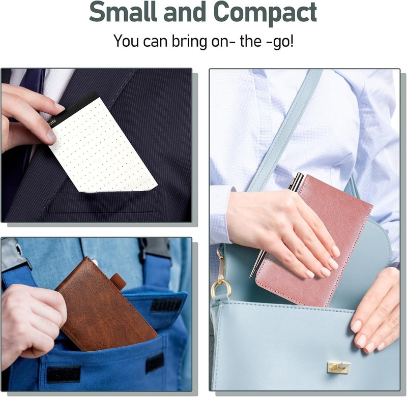 WEMATE 10 Pieces Notepad Holder Set Pocket Notebook - Included Mini Pocket Notepad Holder Set with 8 Memo Book Refills and Metal Pen for Meetings, Daily Records, and Notes 3 x 5 Inch (Brown) - Image 5